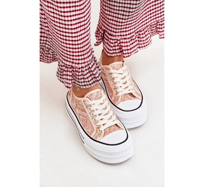 Nízké Dámské Tenisky Na Platformě Růžové model 21701273 - Boto