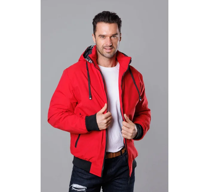 Červená pánska športová bunda s kapucňou (5M3111-270)