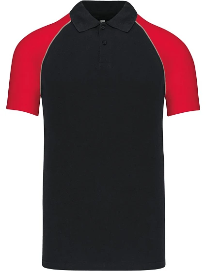 Kariban K 226 Baseballové polo tričko z piké 20.K226 čierne/svetlosivé/červené Kariban K 226 Baseballové polo tričko z piké 20.K226 čierne/svetlosivé/červené