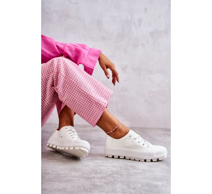 Modne Lakierowane Trampki Big Star KK274045 Białe Modne Lakierowane Trampki Big Star KK274045 Białe