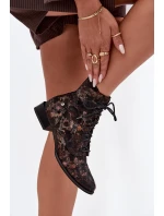 vzorované kotníkové boty na ploché podrážce model 21714005 - Maciejka