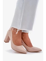 Dámske lodičky na podpätku z ekologického semišu Florena - béžové Dámske lodičky na podpätku z ekologického semišu Florena - béžové