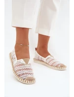 Dámske čipkované espadrilky so sieťovinou - biele