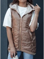 Dámská prošívaná vesta s kapucí zlatá Dstreet model 21979397 - FashionStreet