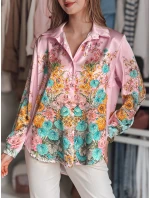 Dámské květované tričko oversize růžové Dstreet model 21986544 - FashionStreet