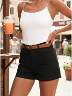 Spodenki damskie jeansowe z paskiem czarne model 22144320 - FashionStreet