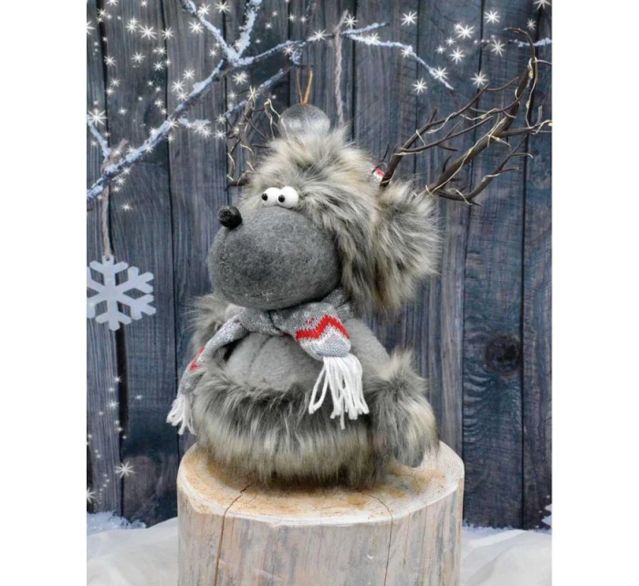 ZARIADENÝ RENNIFER S OSVETLENÝM TORCHOM Sivý 20x35x47CM detské