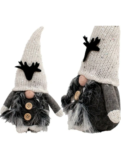 DEKORATÍVNY ŠKRIATOK 25CM S FLITRAMI SIVÁ DIEVČINA