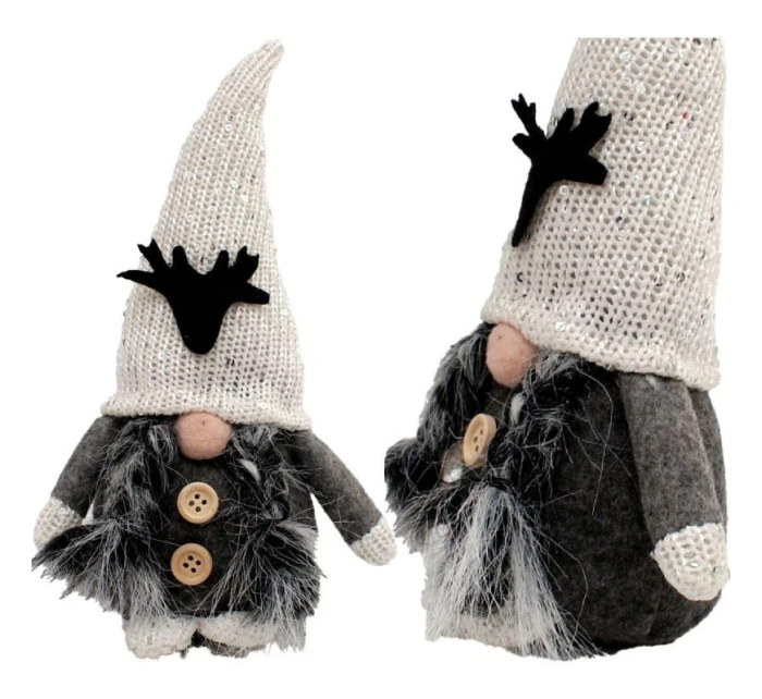 DEKORATÍVNY ŠKRIATOK 25CM S FLITRAMI SIVÁ DIEVČINA