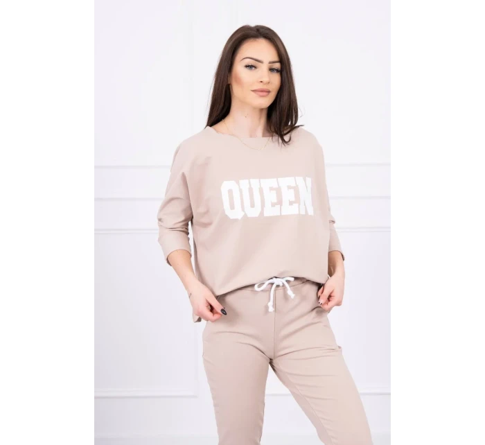 Súprava s potlačou Queen béžová