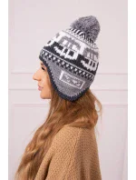 Rosa dámská čepice s bambulí šedá model 18752415 - K-Fashion Rosa dámská čepice s bambulí šedá model 18752415 - K-Fashion