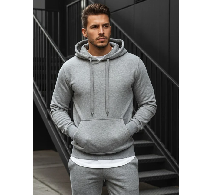 Pánská mikina s kapucí šedá model 21962114 - FashionStreet