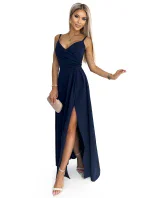 CHIARA Tmavě modré elegantní dámské maxi šaty na ramínkách model 18355310 - numoco CHIARA Tmavě modré elegantní dámské maxi šaty na ramínkách model 18355310 - numoco