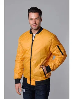 Tmavo žltá pánska bunda typu "bomber" s prešívanou podšívkou (AK95-22)