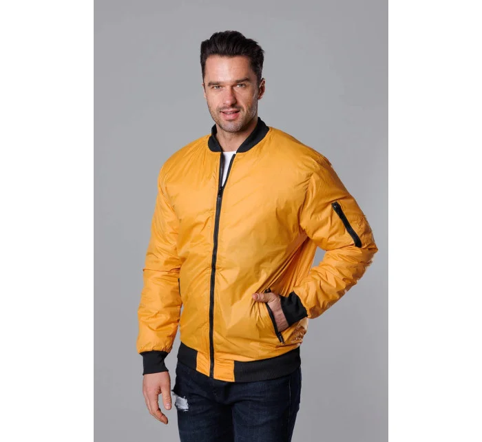 Tmavo žltá pánska bunda typu "bomber" s prešívanou podšívkou (AK95-22)