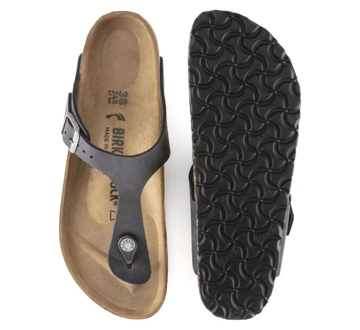 Dámske/pánske žabky Birkenstock Gizeh NU Oiled Black Regular z olejovanej kože pre široké chodidlo (0845251) Dámske/pánske žabky Birkenstock Gizeh NU Oiled Black Regular z olejovanej kože pre široké chodidlo (0845251)
