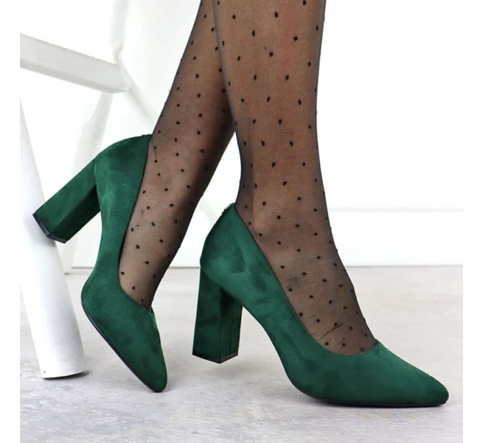 Zelené semišové lodičky na jehlovém podpatku Sergio model 21906157 - LEONE