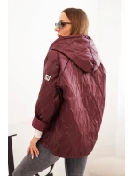 Dámska prešívaná bunda s kapucňou slivka Dámska prešívaná bunda s kapucňou slivka