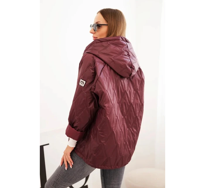 Dámska prešívaná bunda s kapucňou slivka Dámska prešívaná bunda s kapucňou slivka
