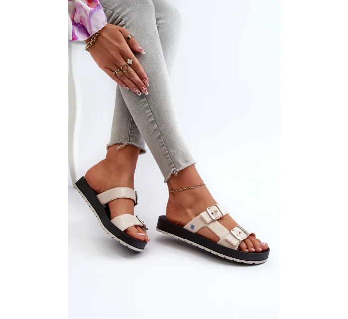 Klapki Damskie Na Płaskiej Podeszwie ZAXY LL285072 Jasnobeżowe