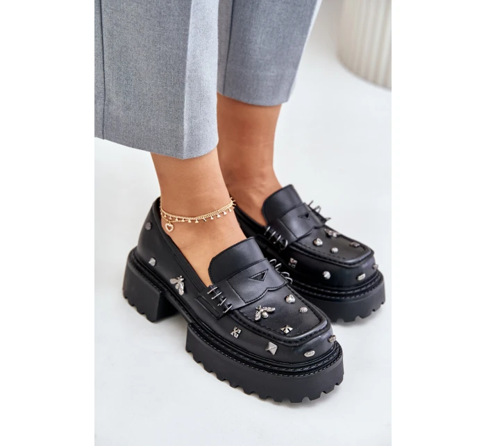 Kožené Dámské Polobotky S Ozdobami D&A model 21675869 Černé - S.Barski