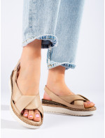 Zaujímavé sandále dámske hnedé na kline
