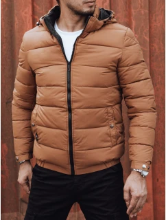 Pánská prošívaná zimní bunda s kapucí camel Dstreet model 21980168 - FashionStreet