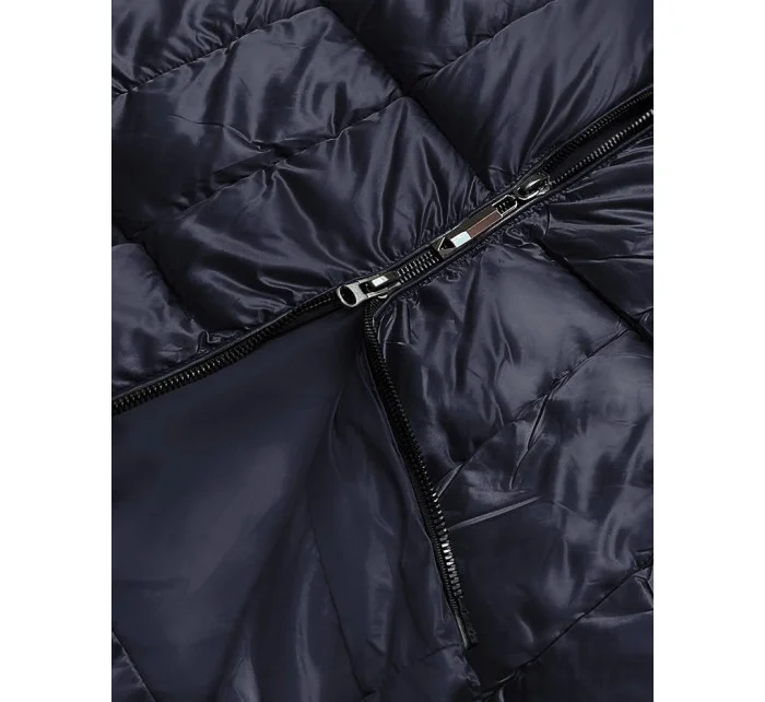 Tmavomodrá dámska metalická zimná bunda (B8073-3) Tmavomodrá dámska metalická zimná bunda (B8073-3)