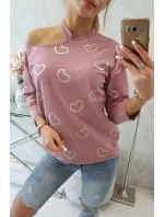 Halenka s potiskem srdce tmavě růžová Halenka s potiskem srdce tmavě růžová