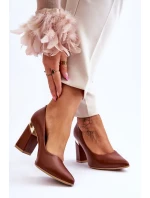 Skórzane Czółenka Lewski 3117 Brązowe