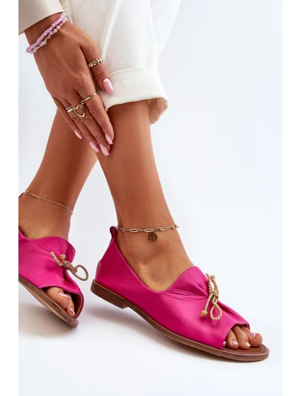 Zazoo 2660 Skórzane Baleriny Damskie Fuksja