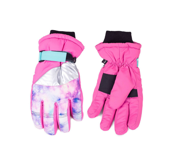Yoclub Detské zimné lyžiarske rukavice REN-0317G-A150 Multicolour