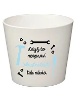 Biely keramický kvetináč – ak to nezvládne on… tak už nikto – veľký Biely keramický kvetináč – ak to nezvládne on… tak už nikto – veľký