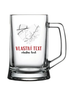 Personalizovaná pivní sklenice - dvě mapy jako srdce