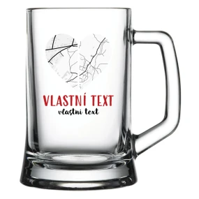 Personalizovaná pivní sklenice - dvě mapy jako srdce