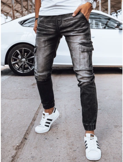 Pánske džínsové nohavice jogger čierne FashionStreet UX4038