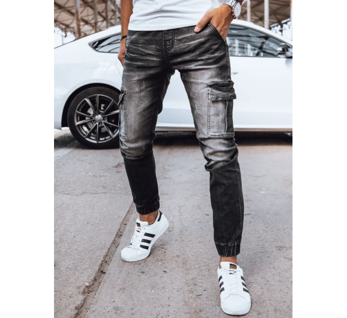 Pánske džínsové nohavice jogger čierne FashionStreet UX4038