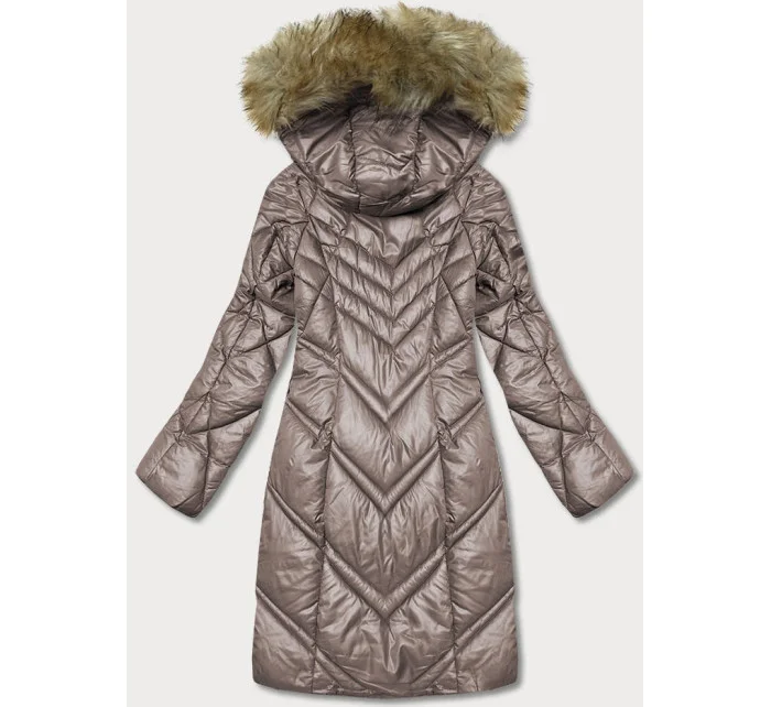 Dámska prešívaná bunda vo farbe cappuccino (H-97-2)