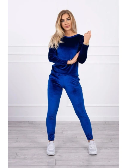 Velúrová súprava so zadným popruhom chrpovo modrá Velúrová súprava so zadným popruhom chrpovo modrá