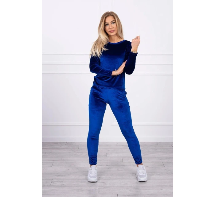 Velúrová súprava so zadným popruhom chrpovo modrá Velúrová súprava so zadným popruhom chrpovo modrá