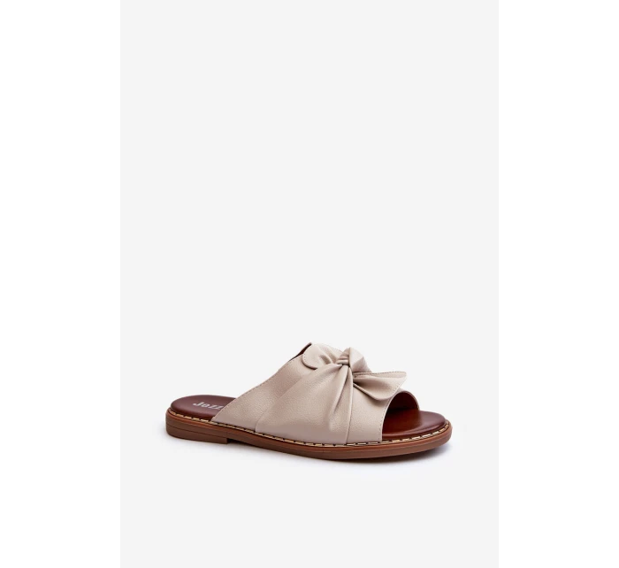 Klapki Damskie Na Płaskim Obcasie Beżowe Nelvira