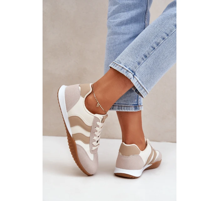 Klasyczne Sneakersy Damskie Z Eko Skóry Beżowe Maretina