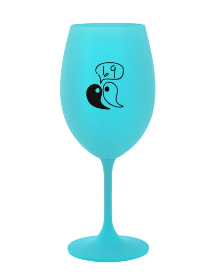 69 - tyrkysová sklenice na víno 350 ml