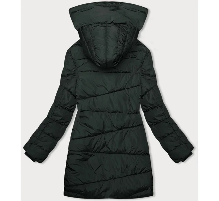 Asymetrické dámske sako v armádnej farbe (2M-21113)