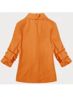 Tenká bunda s volánovými rukávmi oranžová (22-356)