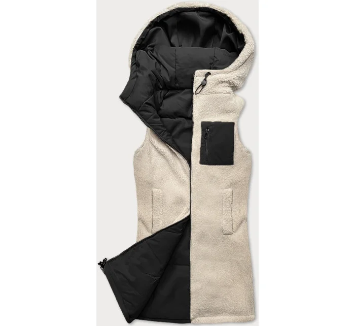 Čierna obojstranná dámska vesta z jahňacieho mäsa J Style (16M9166-392)