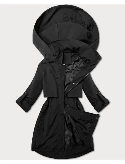 Jednoduchá čierna dámska bunda nadmernej veľkosti bez zateplenia J Style (16M9257-392)