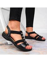 Čierne kožené sandále Rieker W 64580 dámske