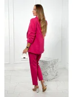 Elegantný set saka a nohavíc fuchsiovej farby
