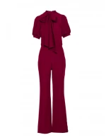model 21470626 Kombinéza s mašlí na zavazování bordó - STYLOVE